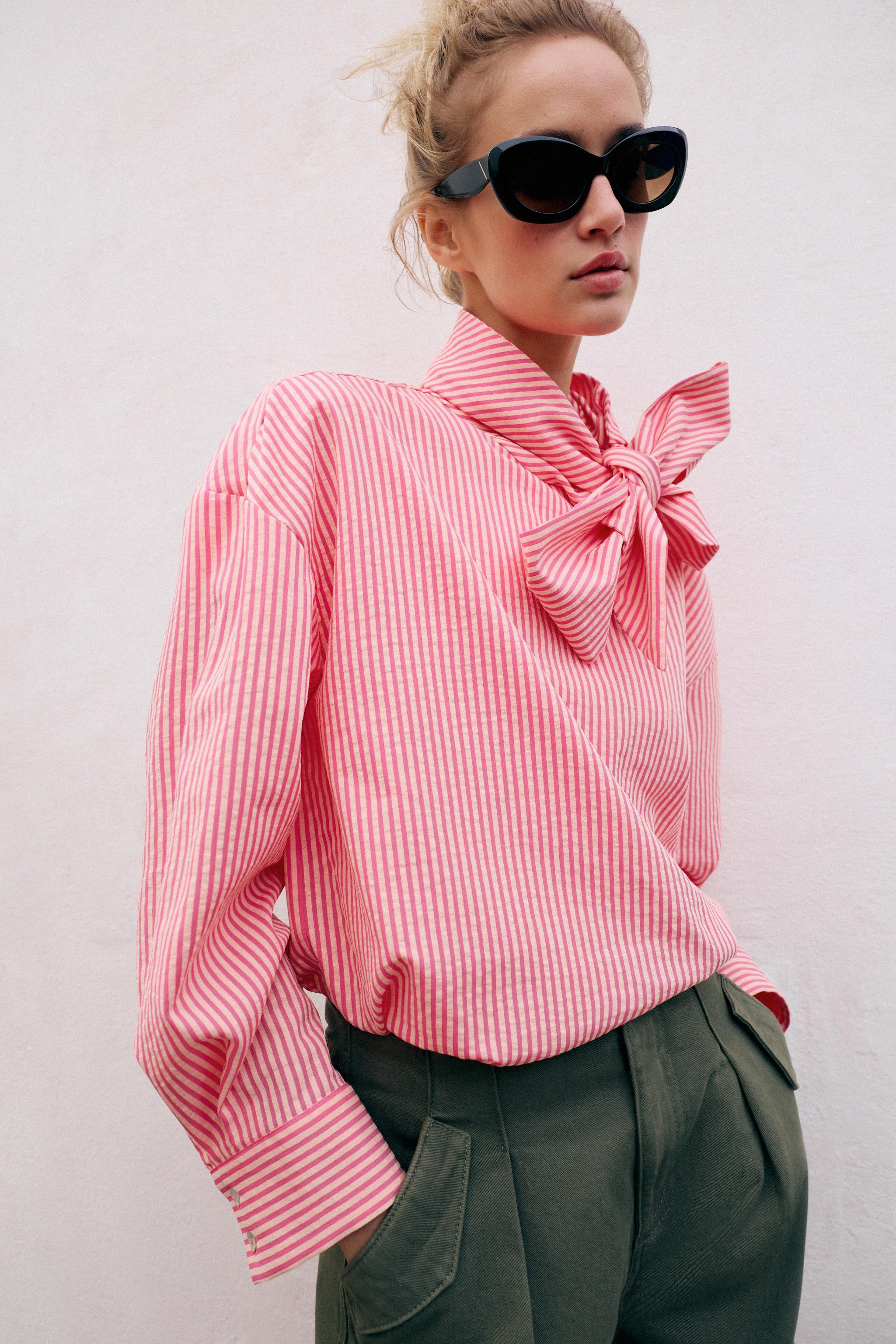 STRIPED SHIRT WITH TIED DETAIL | Zara US