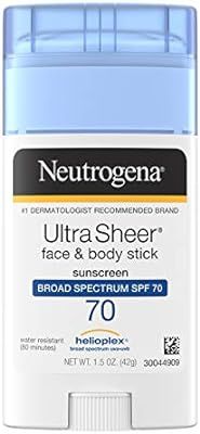 Neutrogena Ultra Sheer Non-Greasy Sunscreen Stick for Face & Body, Broad Spectrum SPF 70 UVA/UVB ... | Amazon (US)