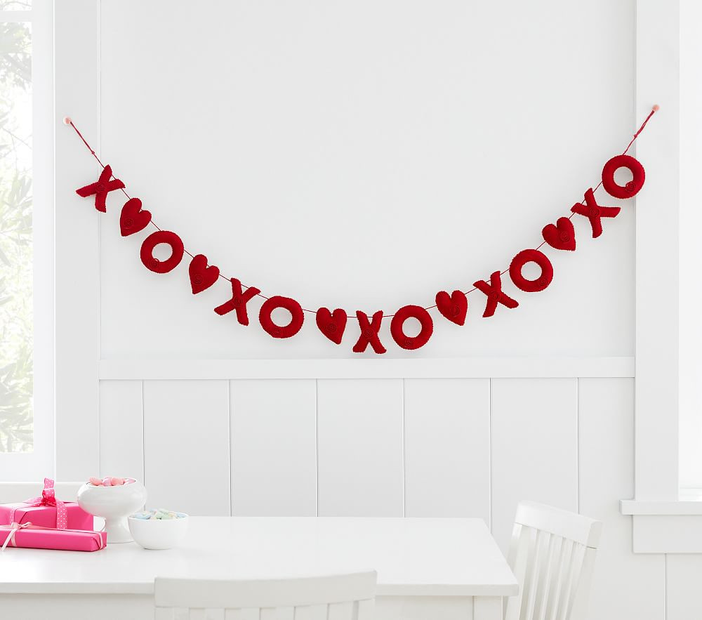 Felted Wool XO Garland With Card Clips | Pottery Barn Kids