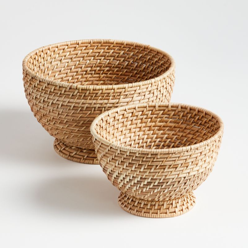 Artesia Natural Rattan Bowls | Crate & Barrel | Crate & Barrel