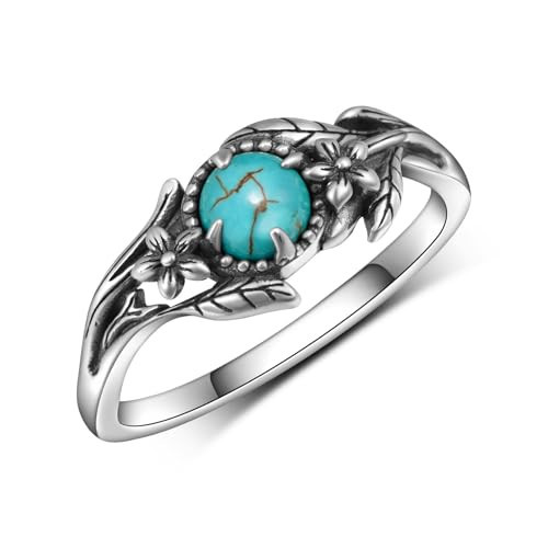 Naxidaze 925 Sterling Silver Real Turquoise Ring for Women – Genuine Turquoise Jewelry – Classic Western Style (Size 9) | Amazon (US)