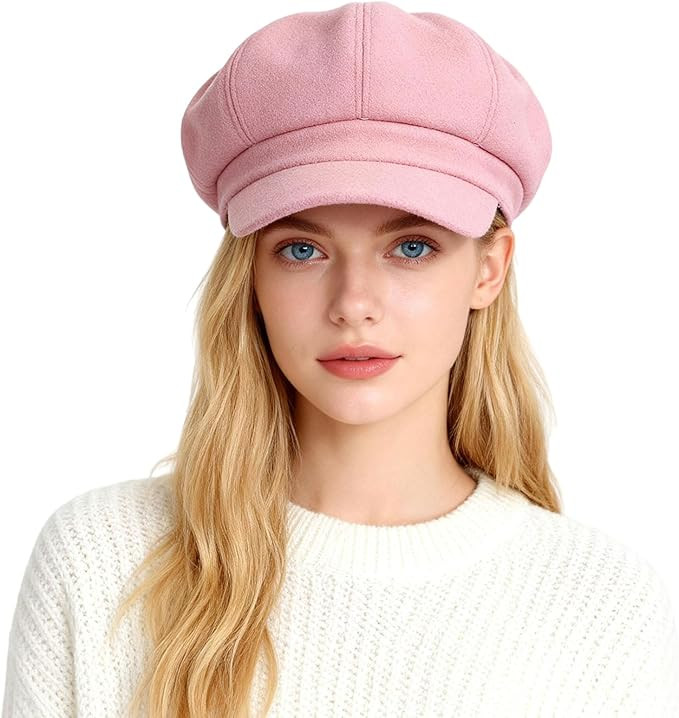 Womens Woolen Elastic Octagonal Ivy Newsboy Cabbie Gatsby Painter Hat Cap | Amazon (US)