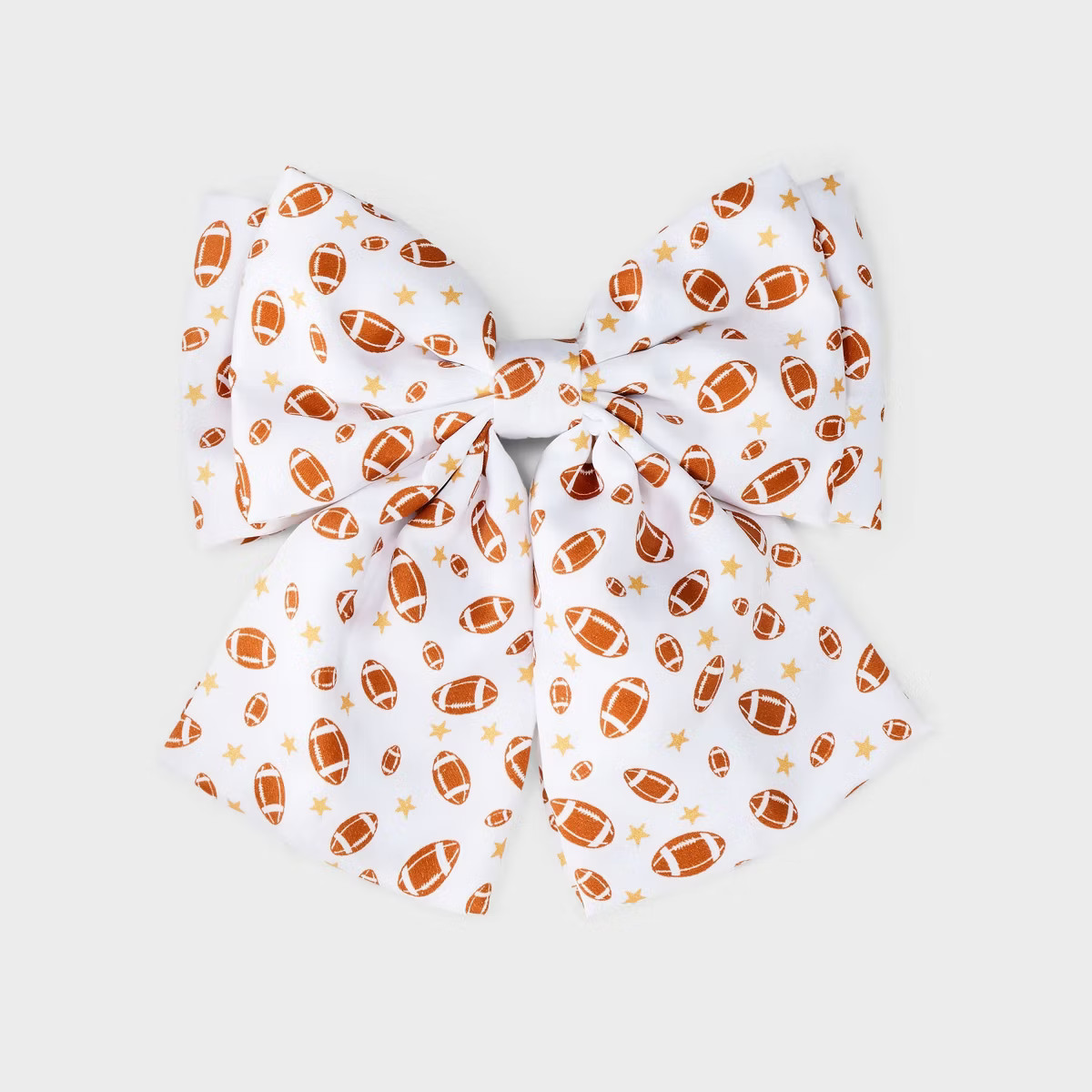 Football Print Fabric Bow Hair Clip - White/Brown | Target