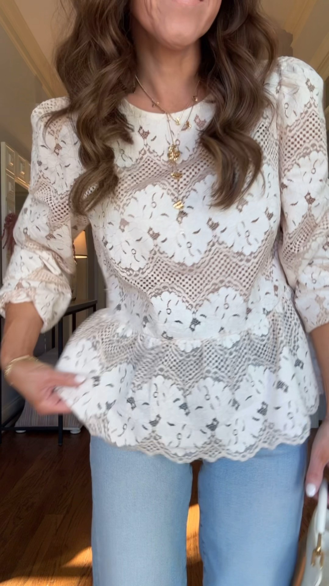 Peplum lace blouse. Anthropologie.
Size XS. 

#LTKOver40 #LTKSeasonal