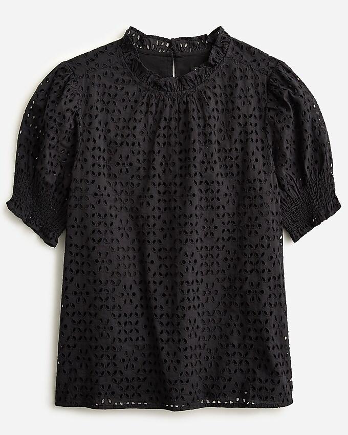 Smocked puff-sleeve top in eyelet | J. Crew US