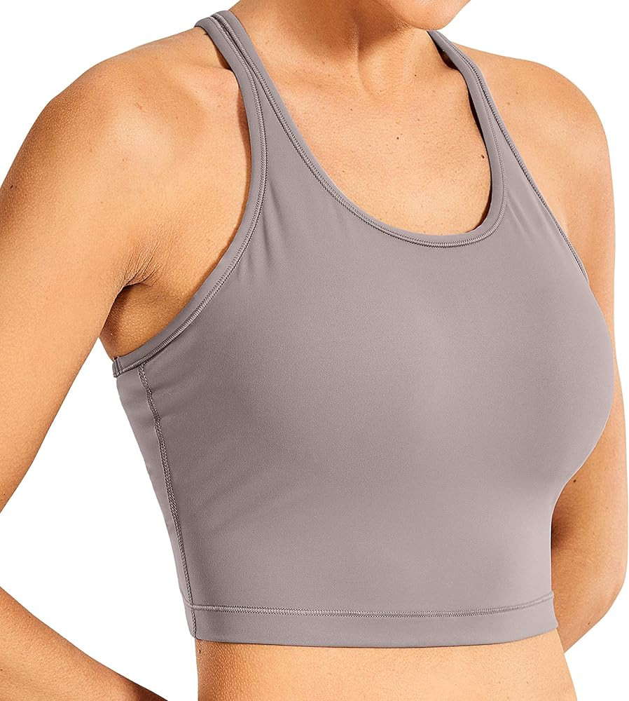 Women's Longline Sports Bra Padded Racerback Wireless Yoga Bras Crop Tank Tops | Amazon (US)