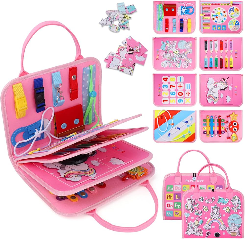 Busy Board, Montessori Toys for 1 2 3 4 Year Old Girl Birthday Gifts, Educational Sensory Toy for... | Amazon (US)