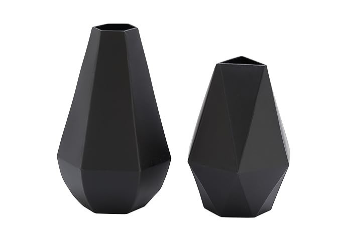 Benzara Antique Colonial Attractive Metal Vase Set of 2 12" and 10" H Matte Black Finish | Amazon (US)