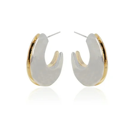 Time and Tru Women s Metal Hoop In Two Tone Plated Color | Walmart (US)