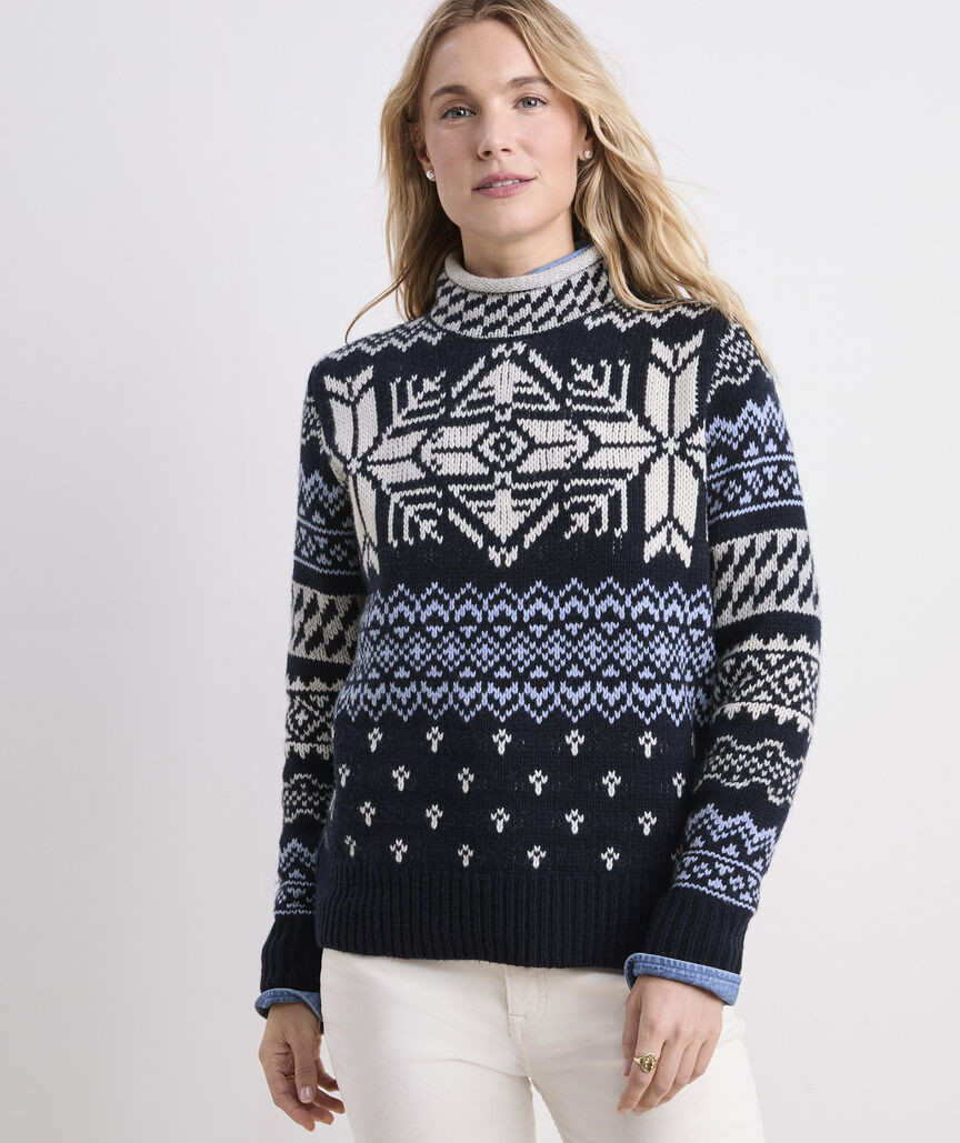 Patchwork Fair Isle Mockneck Sweater | vineyard vines