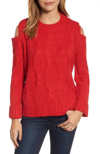 Women's Rdi Cold Shoulder Cable Sweater | Nordstrom