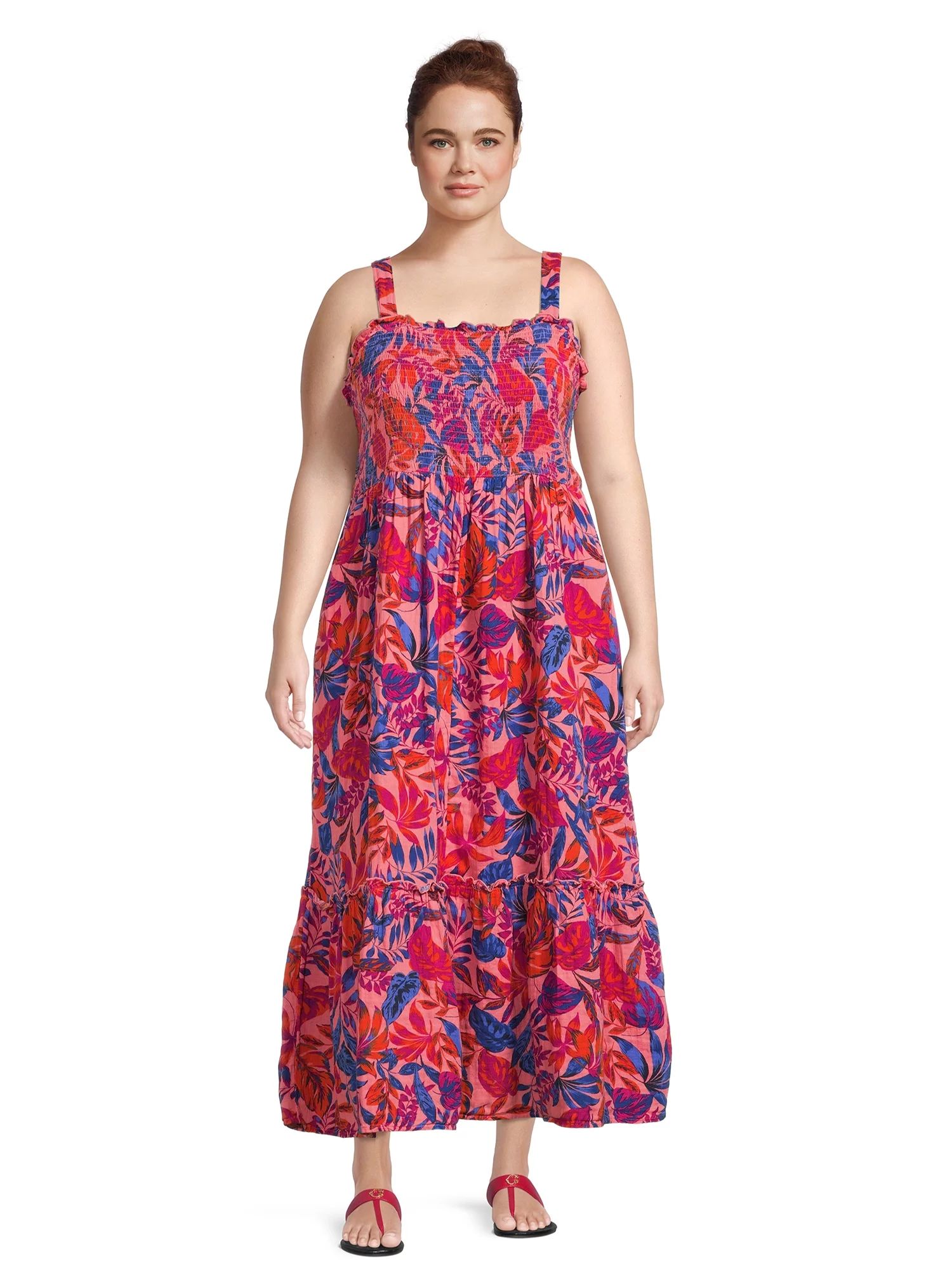 Terra & Sky Women's Plus Smock Midi Dress | Walmart (US)