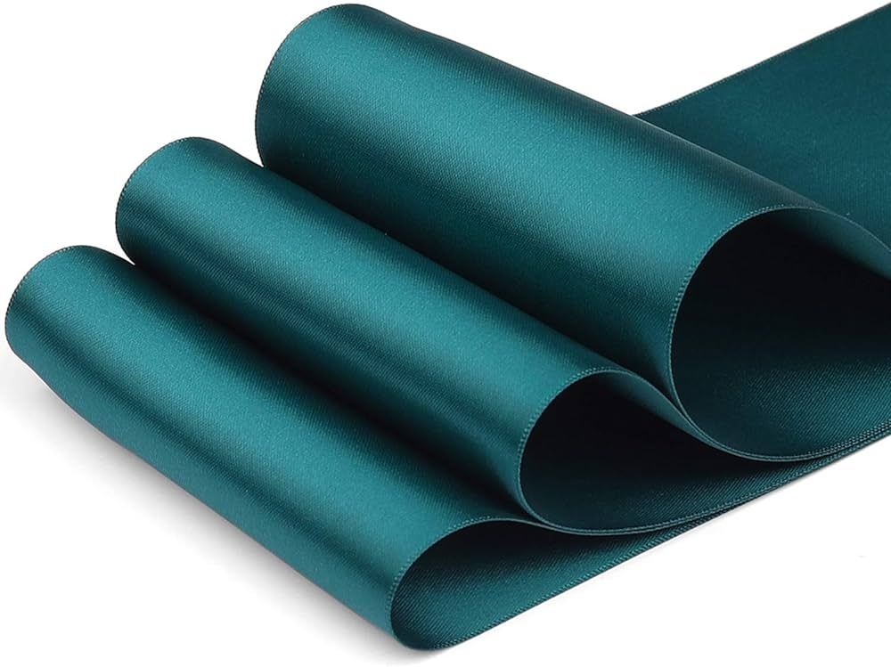 Humphrey's Craft 4 Inch Teal Double Faced Satin Ribbon - 5 Yards Variety of Color for Crafts Gift Wr | Amazon (US)