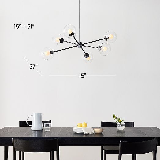 Staggered Glass 6-Light Chandelier (37") - Clear | West Elm (US)