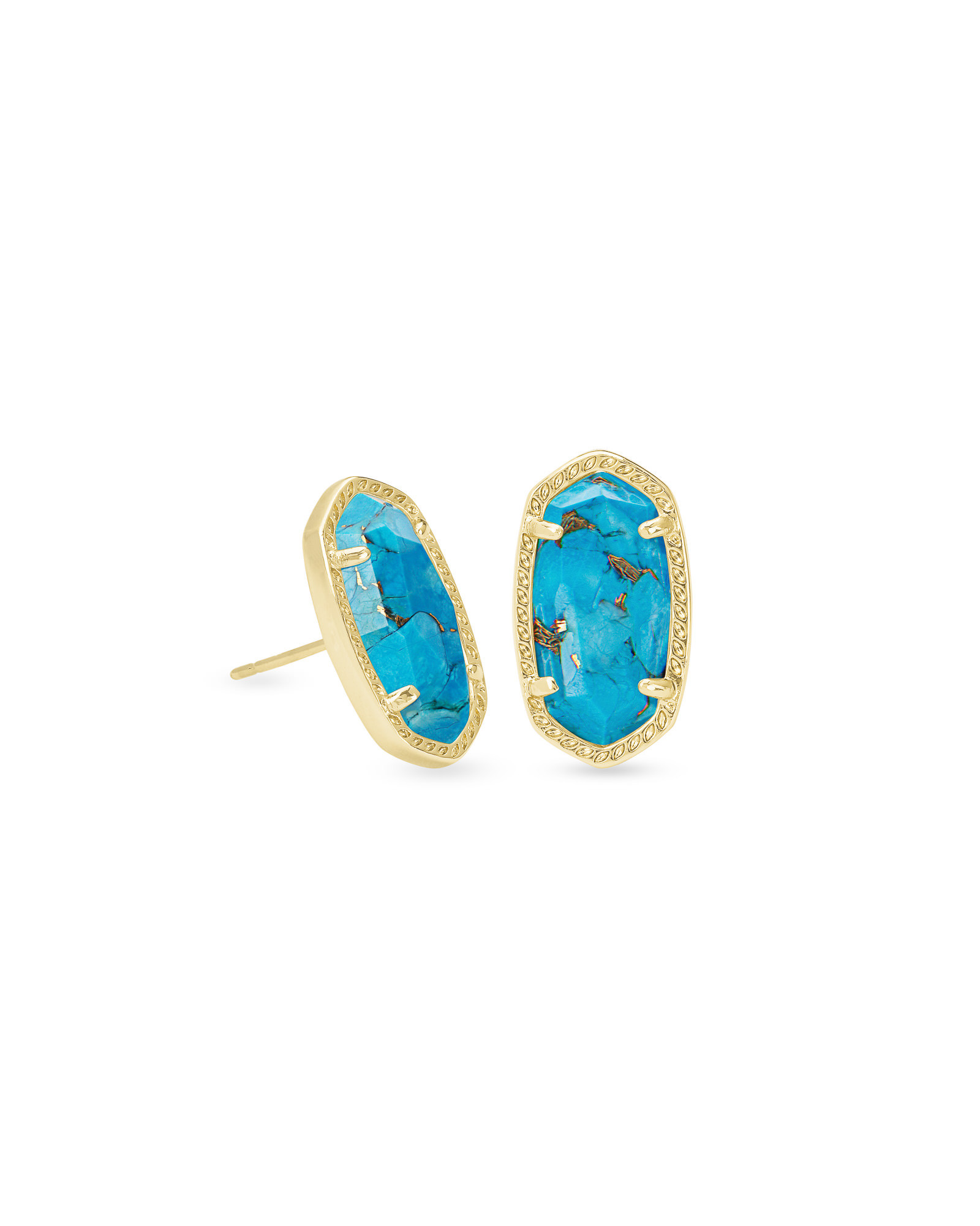 Ellie Gold Stud Earrings in Bronze Veined Turquoise Magnesite | Kendra Scott
