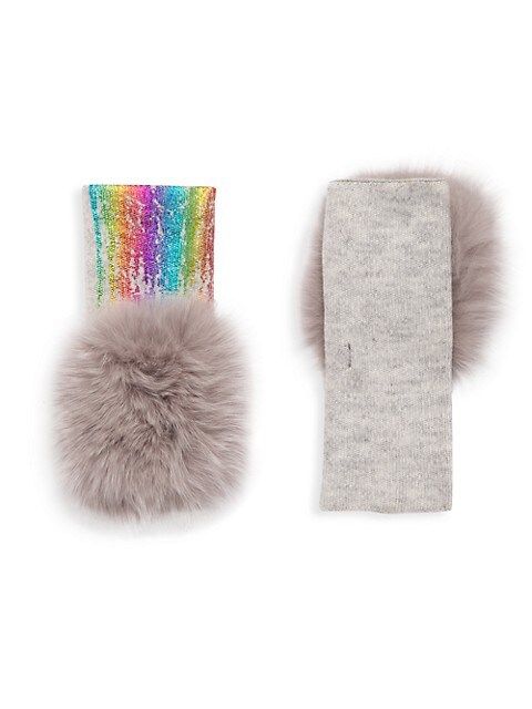 Wool-Blend & Fox Fur Metallic Fingerless Gloves | Saks Fifth Avenue