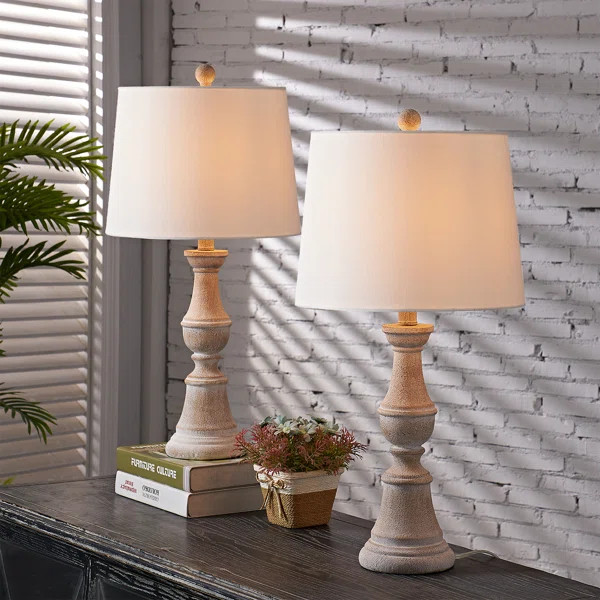 Gili 24" Bedside Brown Resin Table Lamp Set (Set Of 2) | Wayfair North America