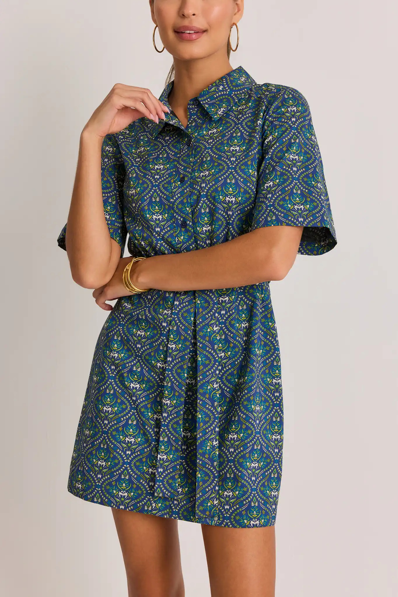 Allison Navy Printed Short Dress | Avara