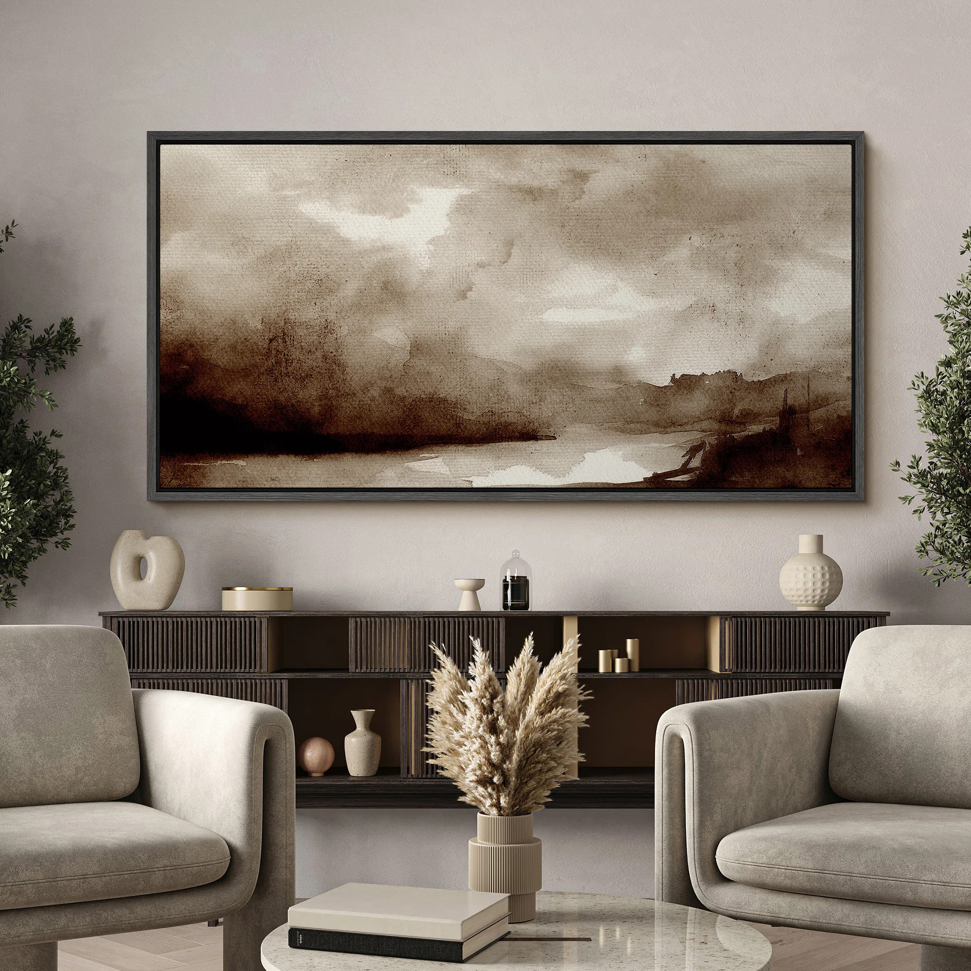 Moody Landscape Sepia Toned Modern Art | Wayfair North America