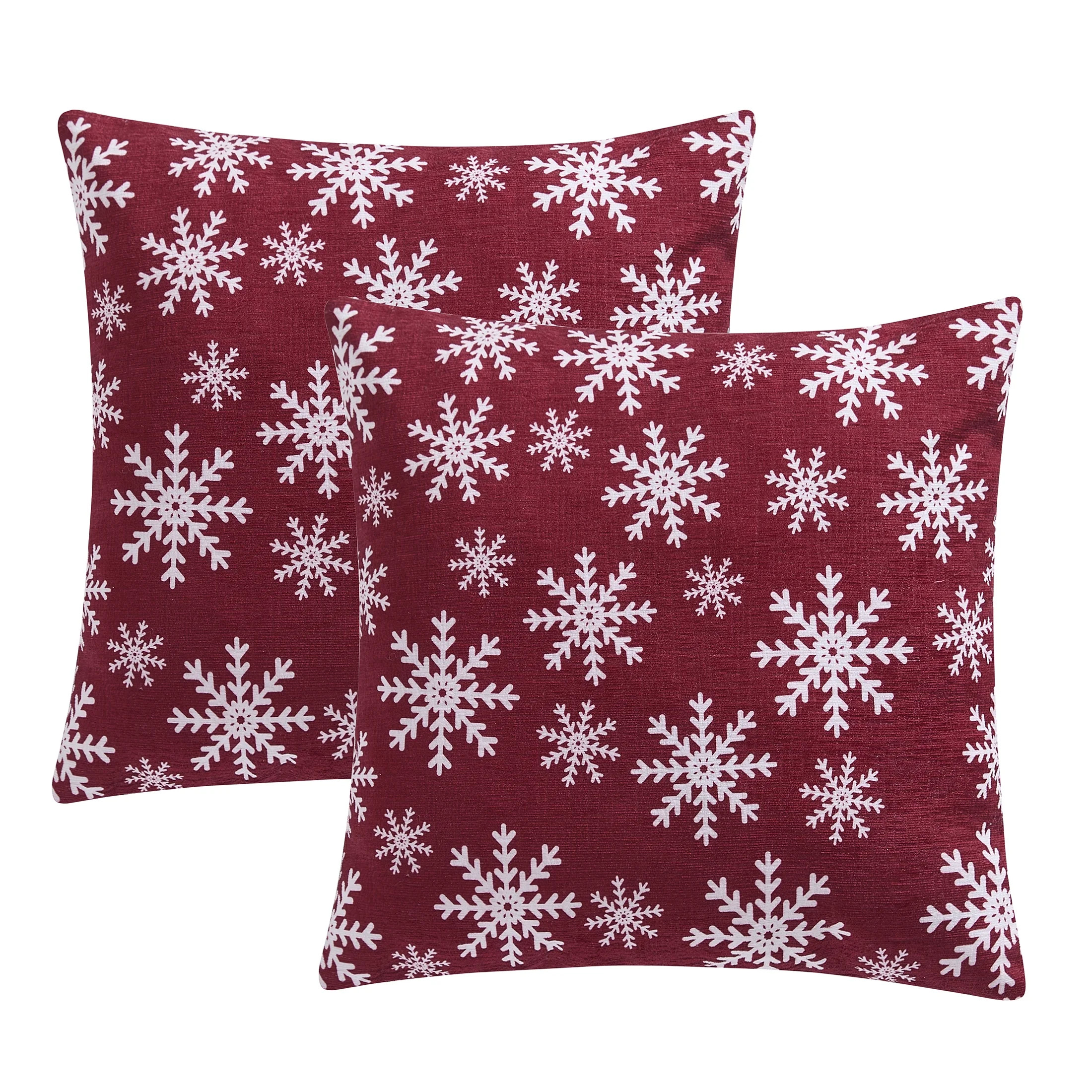 Mainstays 18" x 18" Red Festive Chenille Decorative Pillows (2 Count) | Walmart (US)