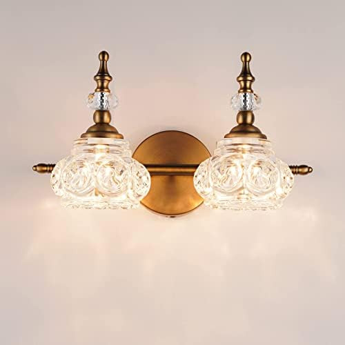 DJFHKO Vintage Bathroom Light Fixtures 2 Light Vanity Lighting Fixtures Brass Bathroom Vanity Lig... | Amazon (US)