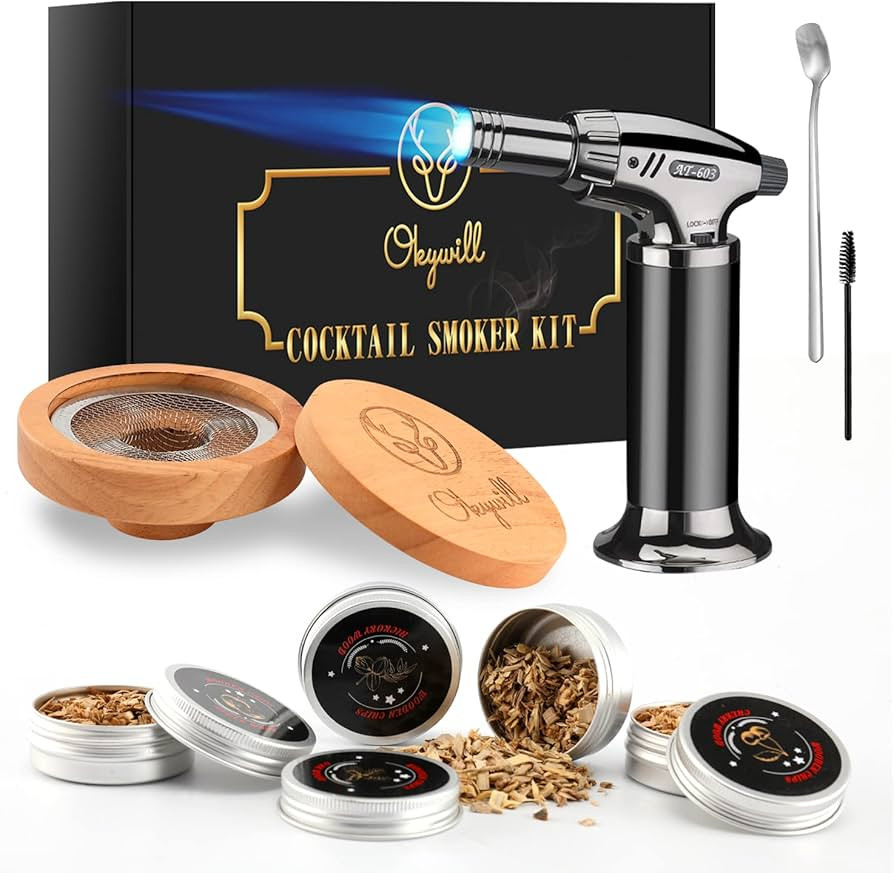 Bourbon Whiskey Cocktail Smoker Kit with Torch, OKYWILL Drink Smoker Infuser Kit with Four Flavor... | Amazon (US)