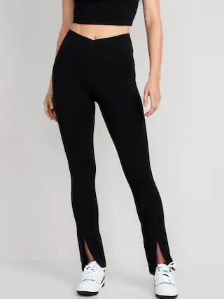 Extra High-Waisted PowerChill Cross-Front Split-Hem Leggings for Women | Old Navy (US)