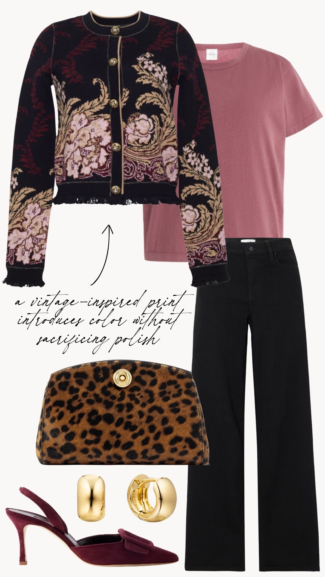 November Lookbook 🤎 A pop of red and pink for early holiday outings. This look works for day and could transition to evening with an extra layer. Jeans are in my closet and incredibly flattering on!

Dressy winter outfit, holiday outfit, holiday outfits, winter sweater, black wide leg jeans, dressy jeans, leopard bag, winter night out, winter date night, Christmas party outfit 

#LTKHoliday #LTKSeasonal