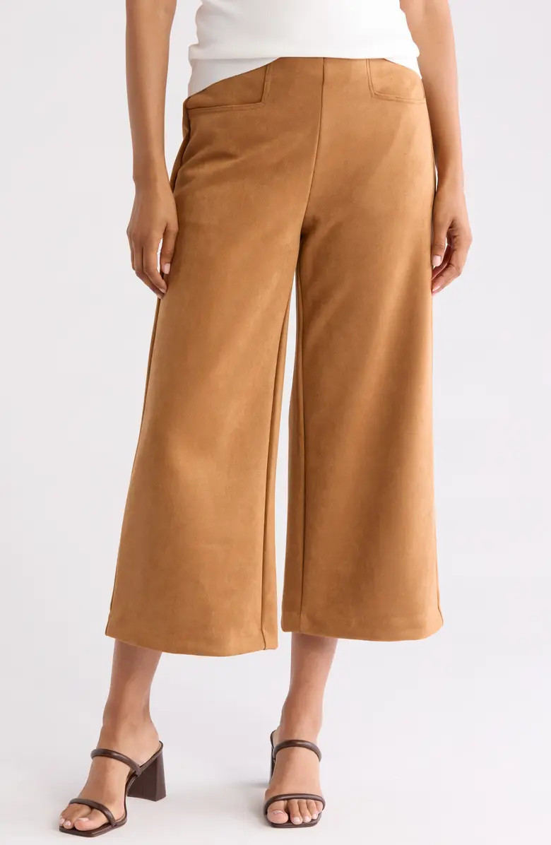 Wide Leg Faux Suede Crop Pants | Nordstrom Rack