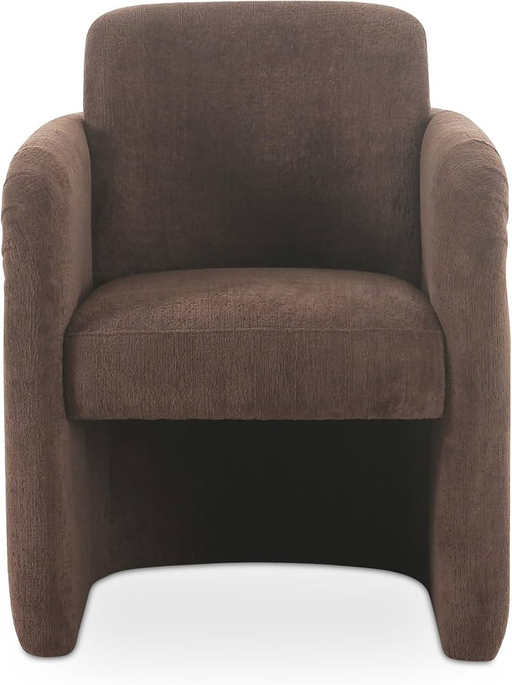 Amara Dining Chair, English Roll with Pleated Details, Polyester Upholstery, Plywood Frame, Dark ... | Amazon (US)