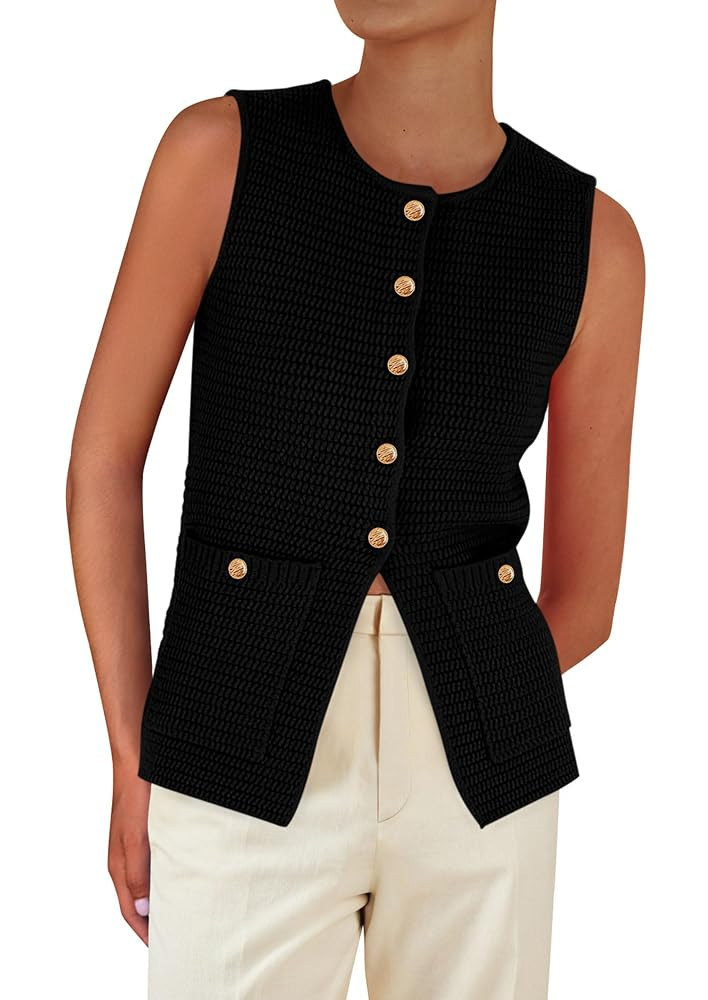 PRETTYGARDEN Women's 2025 Summer Sweater Vest Sleeveless Knit Cardigan Button Down Tank Tops Tren... | Amazon (US)