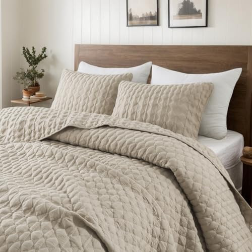 WDCOZY Beige Quilt Twin Size Bedding Sets with Pillow Sham, Lightweight Bedspread Coverlet, Twin ... | Amazon (US)