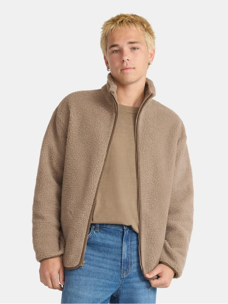 No Boundaries High Pile Faux Shearling Jacket, Men's | Walmart (US)