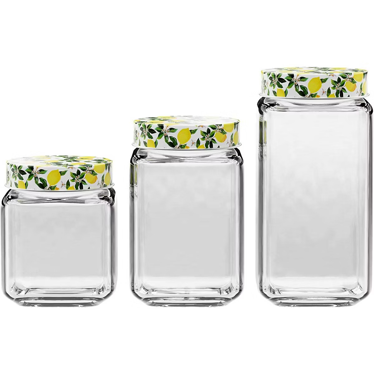 American Atelier Clear Glass Set of 3 Jars, Lemon Design on Airtight Lid, Food Storage Containers... | Target