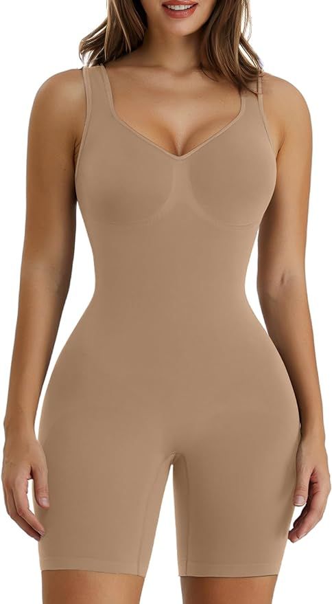 SHAPERX Women's Shaping Mid-Thigh Bodysuit Tummy Control Shapewear Seamless Sculpting Body Shaper | Amazon (US)
