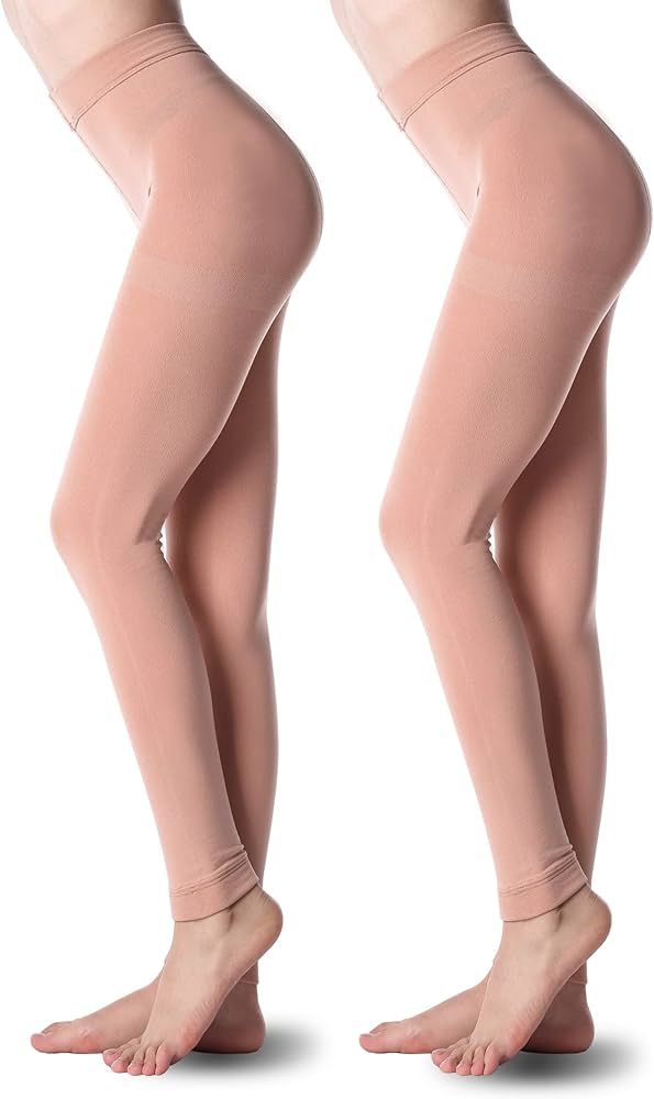 G&Y 2 Pairs Fleece Lined Tights for Women - 100D Opaque Warm Winter Pantyhose | Amazon (US)