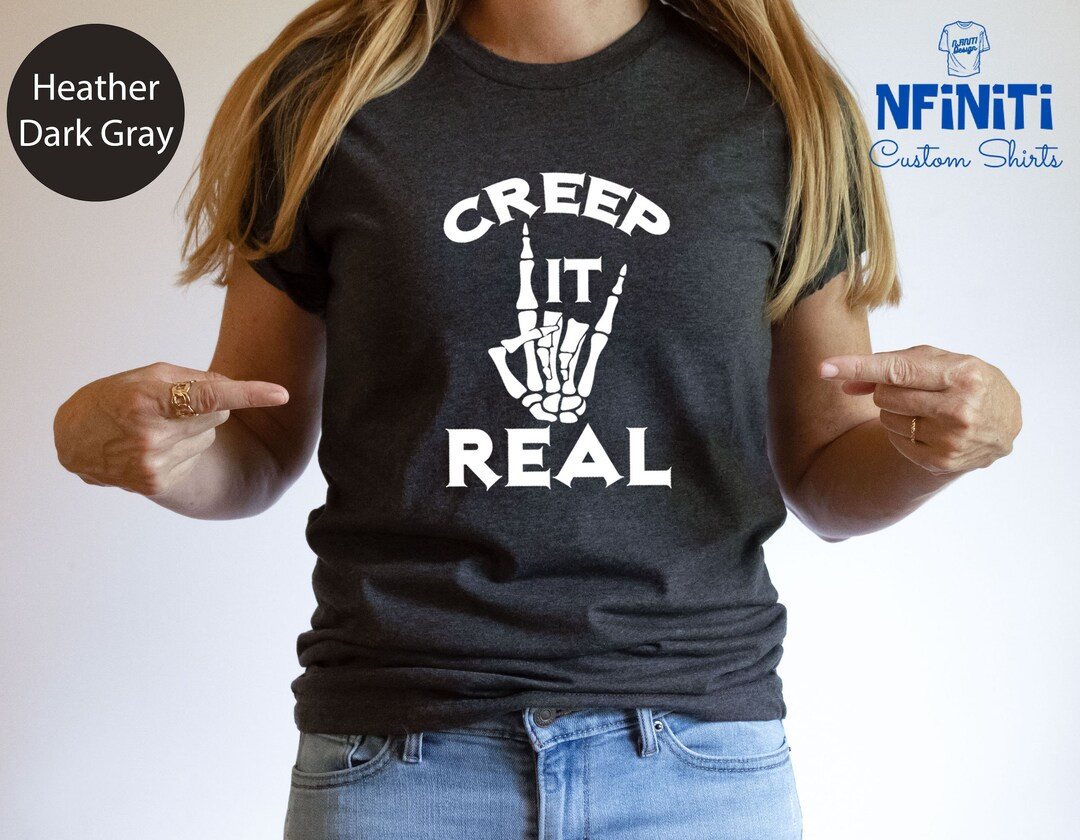 Creep It Real Shirt, Skeleton Rock Shirt, Halloween Shirt, Halloween Skeleton T-Shirt, Skeleton H... | Etsy (US)