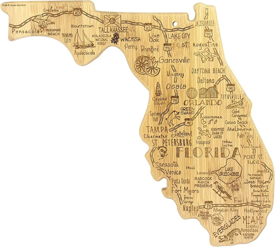 Totally Bamboo Destination Florida State Shaped Serving and Cutting Board, Includes Hang Tie for ... | Amazon (US)