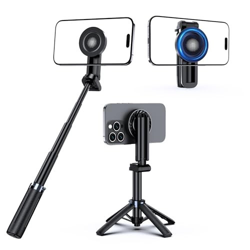 UBeesize Magnetic Mini Selfie Stick Tripod with Rechargeable Remote, Pocket Tripod for iPhone/Android, Compact Travel Stand for TikTok, YouTube, Live Streaming, Vlogging, Adjustable Holder | Amazon (US)