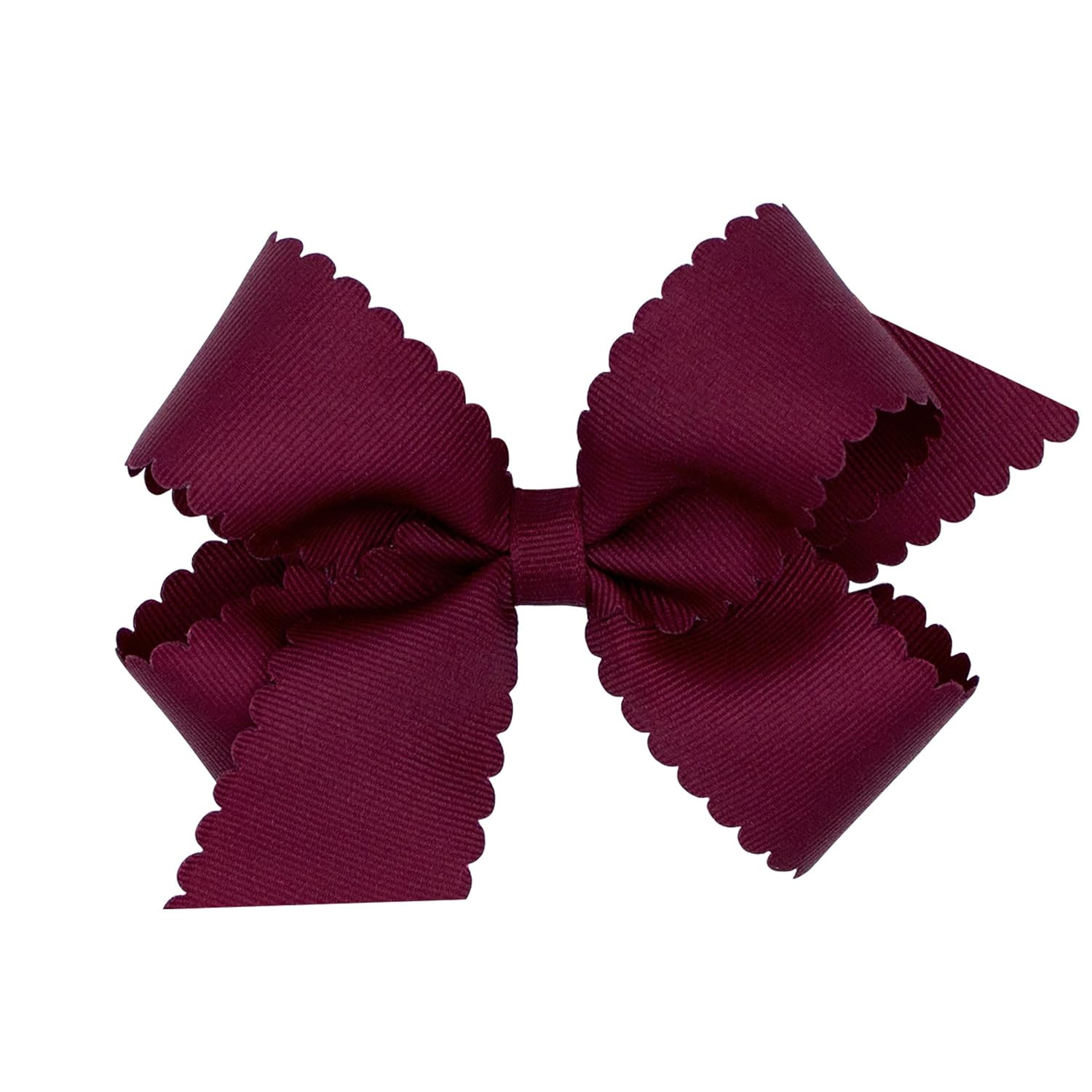 Wee Ones Grosgrain Hair Bow with Scalloped Edges, Burgundy, Medium | Amazon (US)