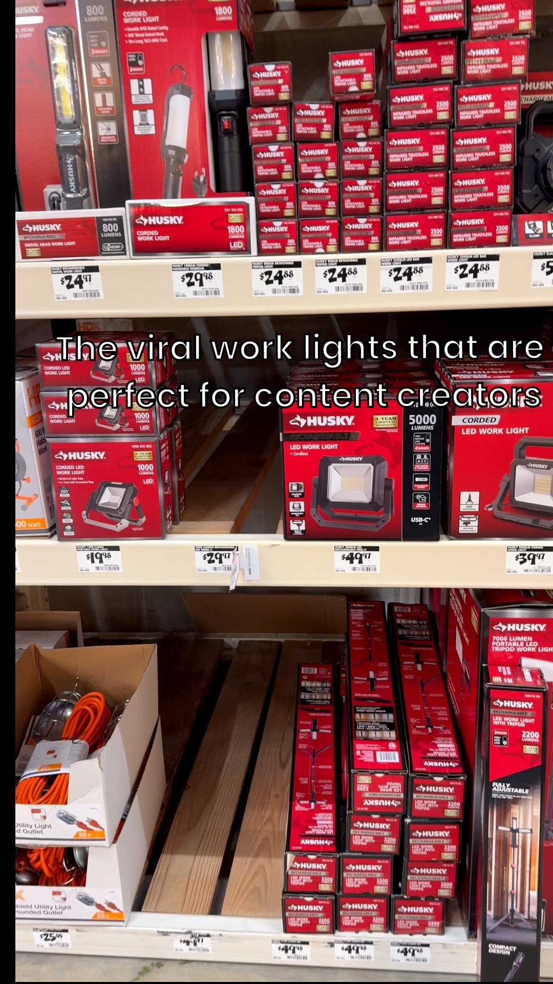 These work lights at Home Depot are going viral, because they’re super affordable and come attached to a tripod already!

Single light under $25 and 3 light set up under $50. I got the three light set up and have been loving it! 

#LTKstorytime #LTKHome #LTKMidsize