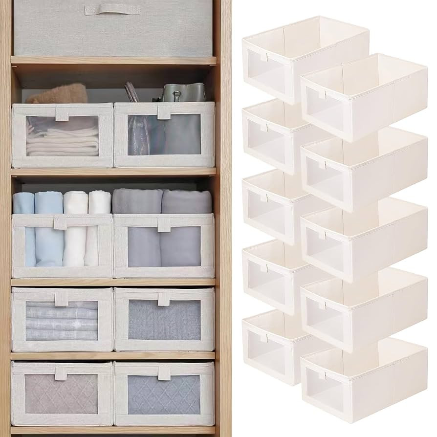 Linen Closet Organizers And Storage, 10 Pack Closet Storage Bins Linen Closet Baskets for Closet ... | Amazon (US)