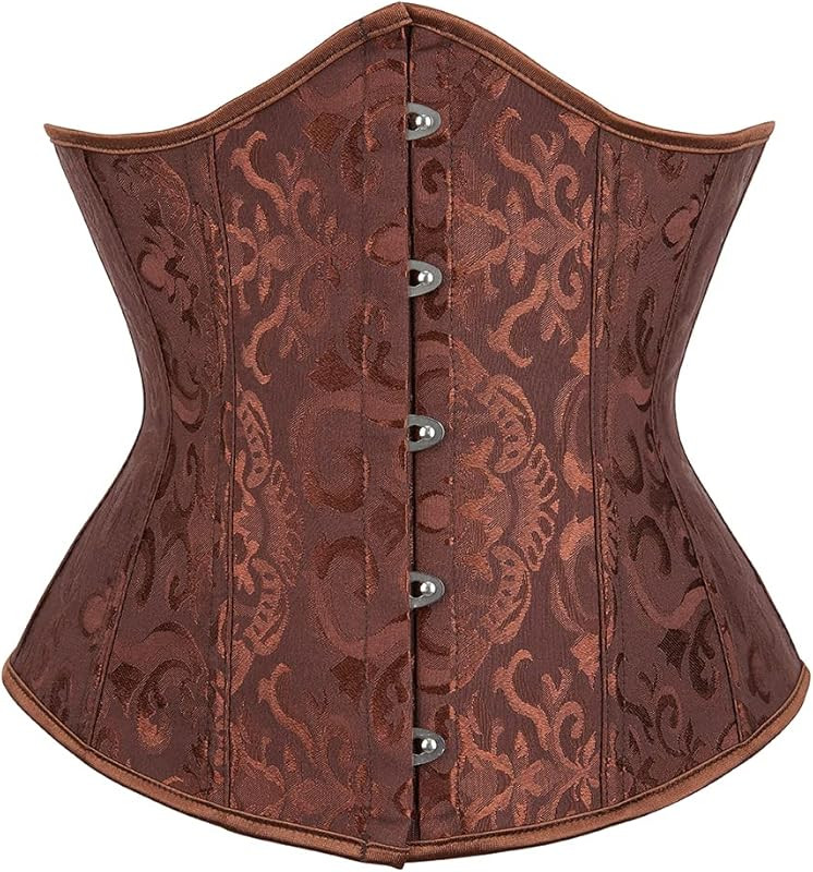 Women's Underbust Corset Top Satin Floral Lace Up Corset Cincher | Amazon (US)