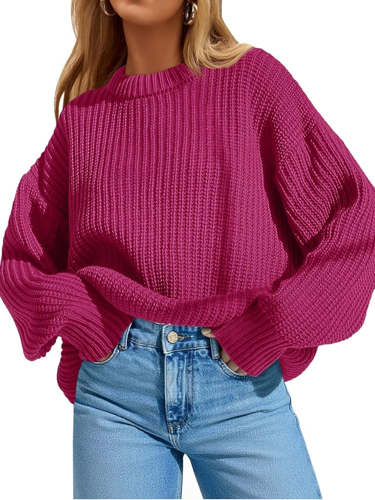 Saodimallsu Womens Oversized Sweater Long Sleeve Crewneck Ribbed Knit Pullover 2025 Fall Casual C... | Amazon (US)