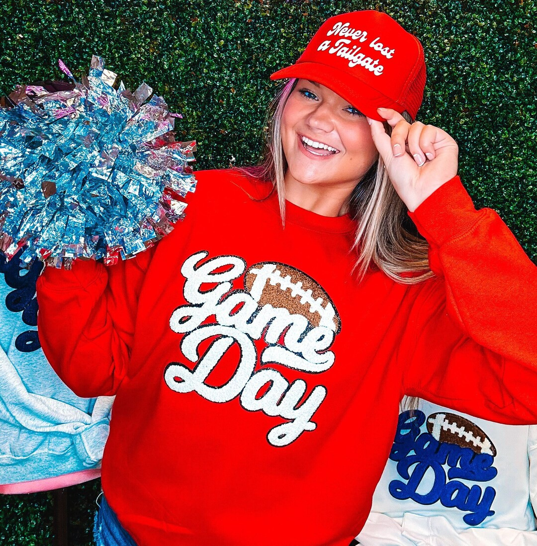 Sweatshirt W/ White Game Day Football Chenille - Etsy | Etsy (US)