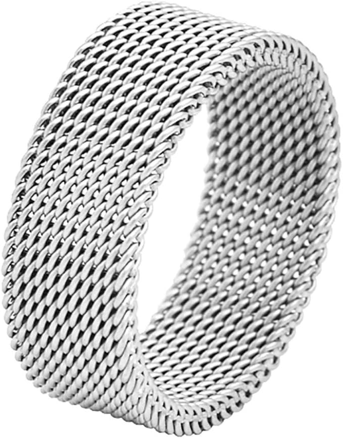 Geoffrey Beene Stainless Steel Men's Comfort Fit Mesh Ring | Amazon (US)