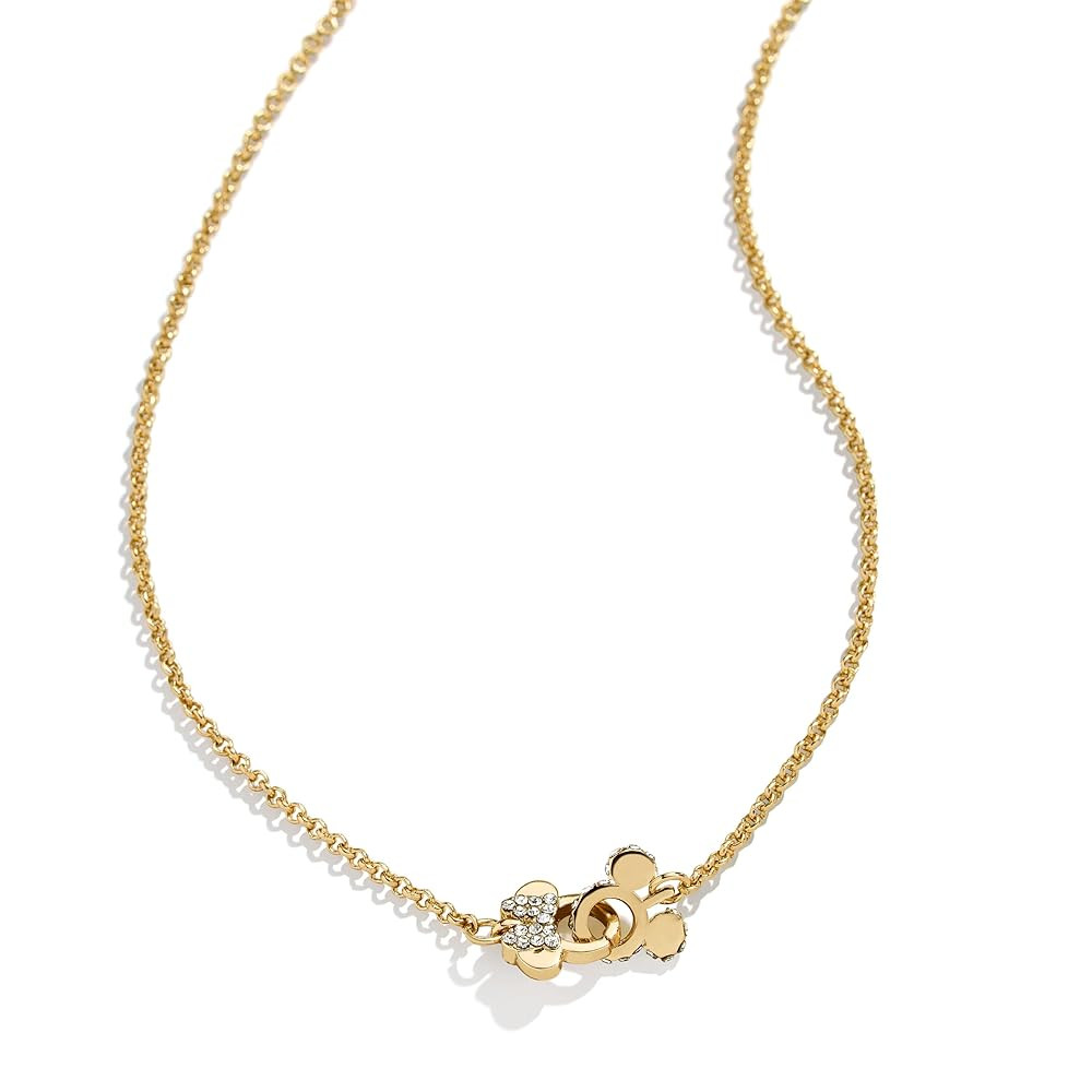 Mickey Mouse & Minnie Mouse Disney Better Half Necklace - Clear/Gold | Amazon (US)