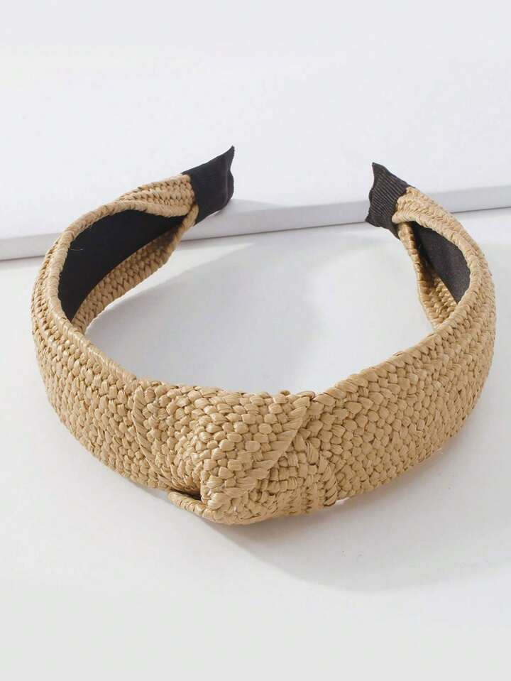 1pc Women Simple Woven Wide Headband With Knot, Suitable For Everyday Wear,Hairband,Hair Hoop,Hair Accessories Headbands | SHEIN