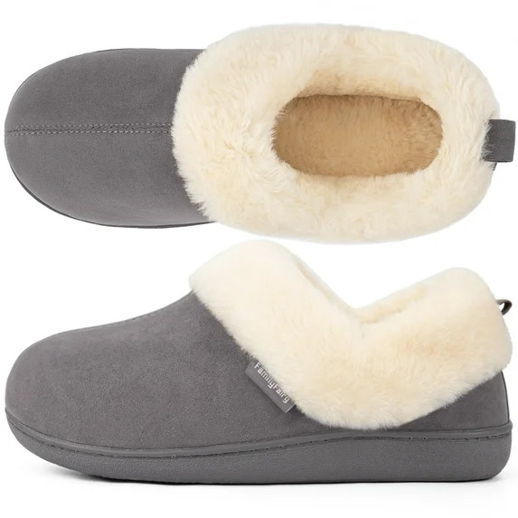 FamilyFairy Women Memory Foam Bootie Slippers, Warm Cozy Micro Suede Slipper Boots with Fuzzy Plu... | Walmart (US)