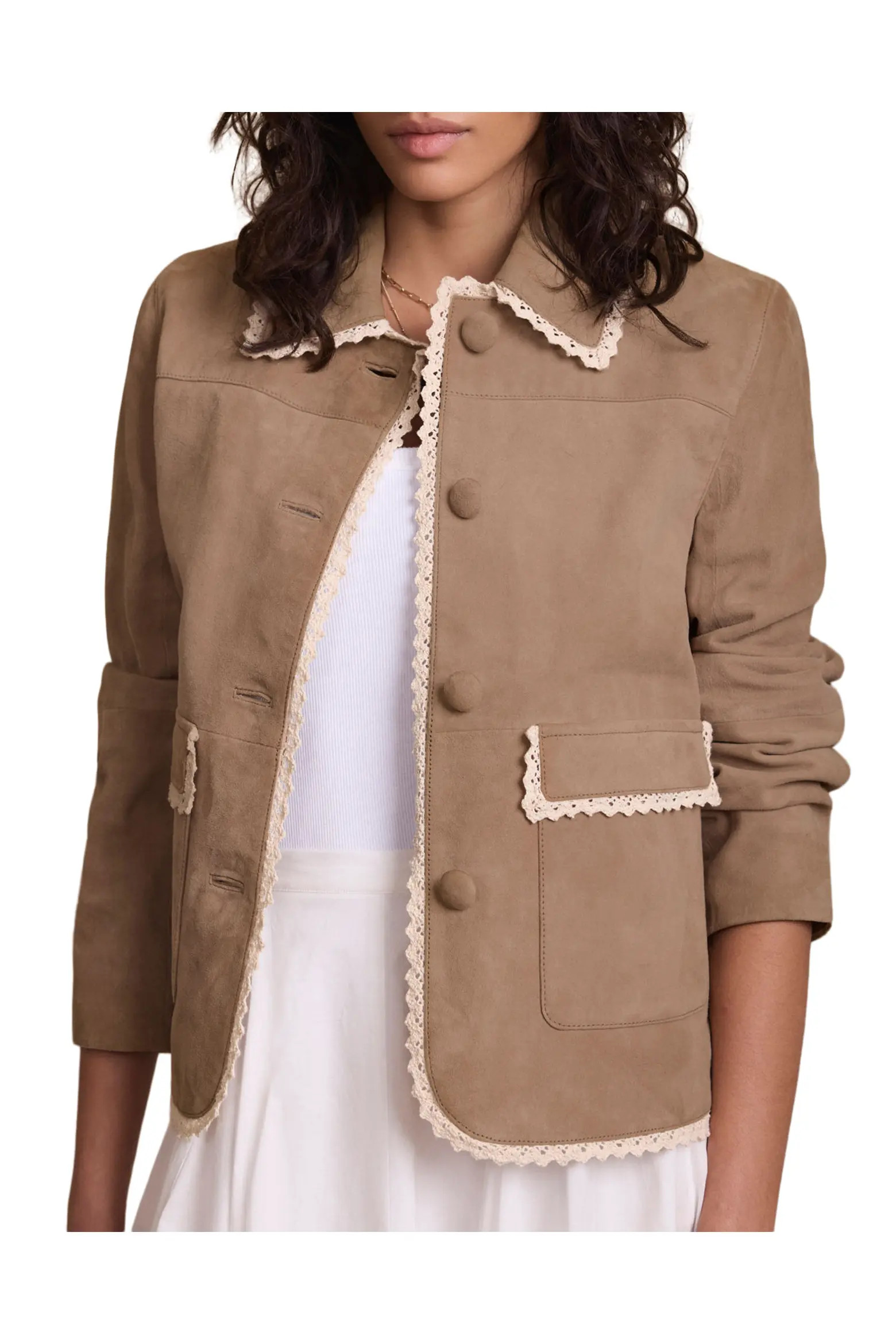 Suede Crochet Trim Jacket (Women) | Nordstrom | Nordstrom